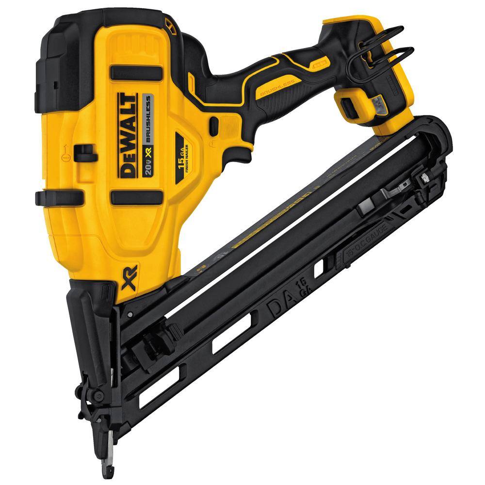 DW 20V MAX XR Lithium-Ion 15-Gauge Cordless Angled Finish Nailer (1) 3.0Ah Battery and Charger DCN650BW230C