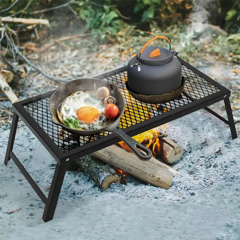 Deluxefit Stainless Heavy Duty Barbecue Metal BBQ Grill Foldable Camping Grills over Open Fire