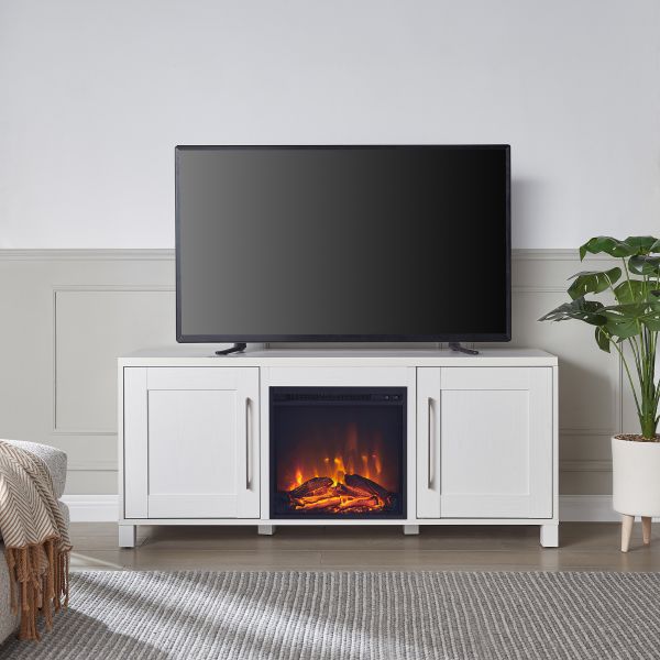 Chabot Rectangular TV Stand with Log Fireplace for TV's up to 65