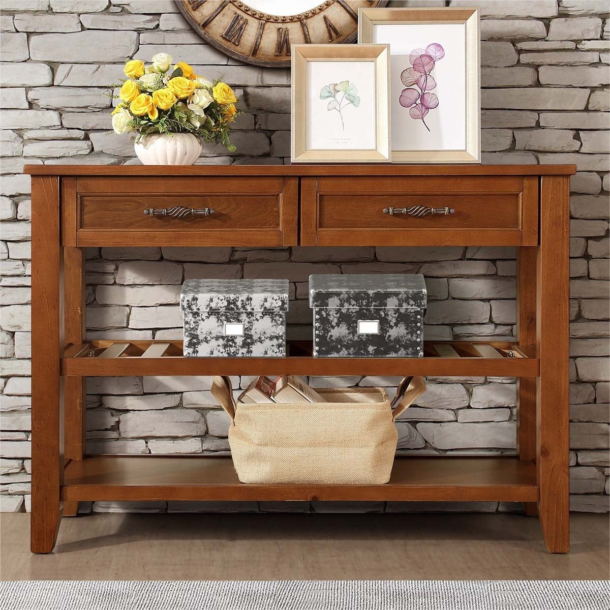 Mid-Century Style 42'' Solid Wood Buffet Sideboard