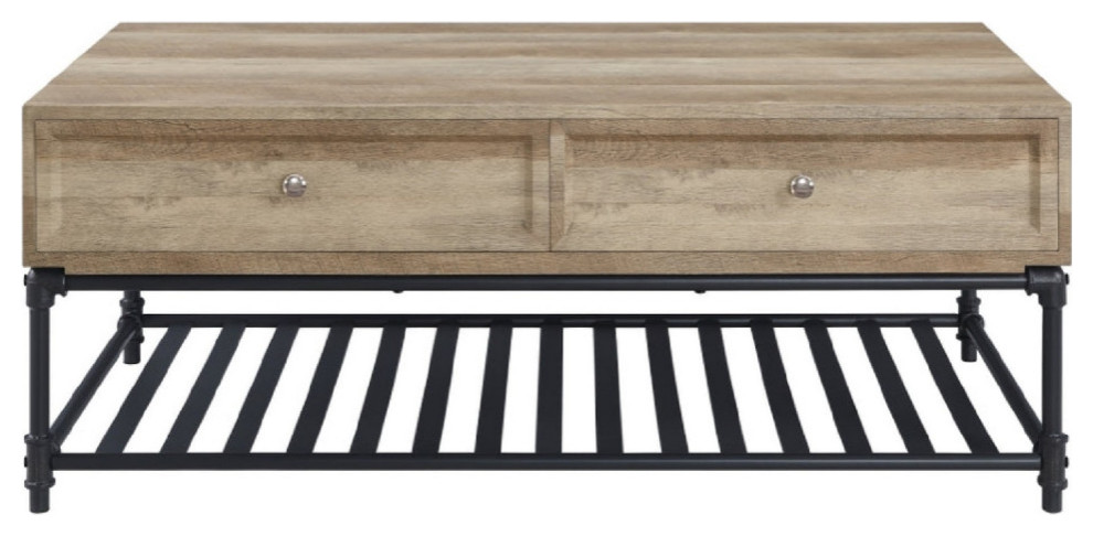 Ley 47 quotCoffee Table  2 Drawers  Industrial Design  Slatted Shelf  Oak   Industrial   Coffee Tables   by VirVentures  Houzz