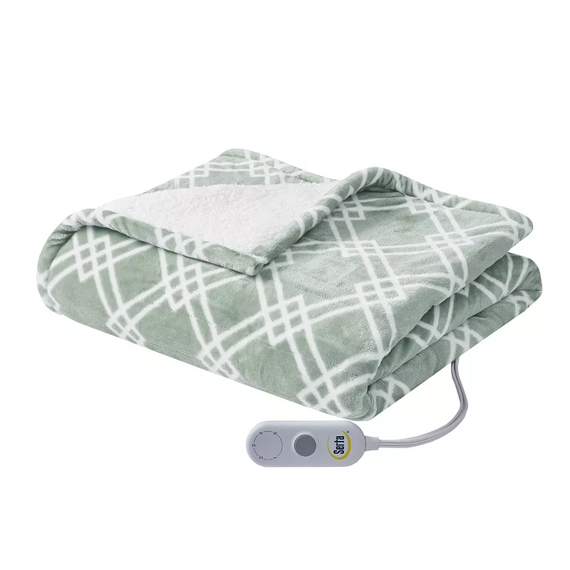 Serta? Printed Microlight to Sherpa Electric Heated Throw Blanket