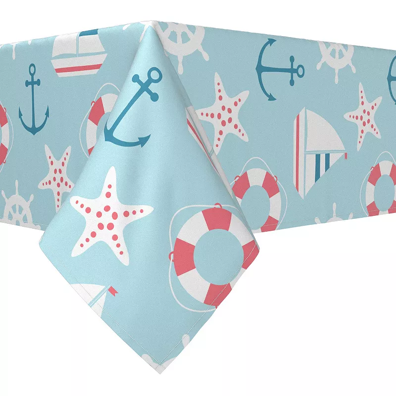 Rectangular Tablecloth， 100% Cotton， 52x84， Cartoon Nautical Adventure