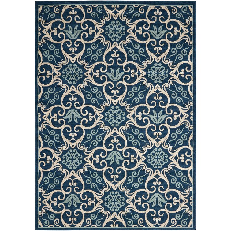 Adelene Navy Blue/Beige Indoor/Outdoor Rug