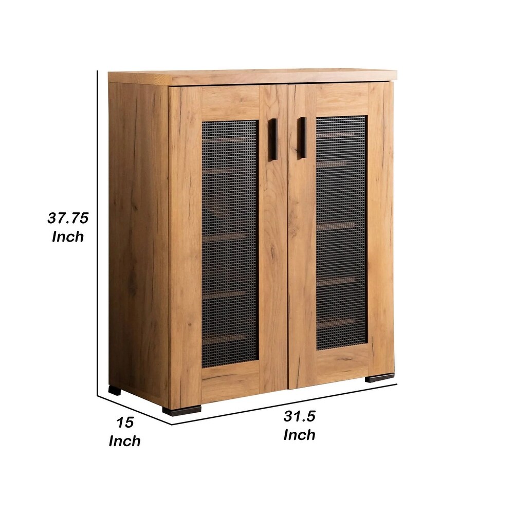 38 Inch Accent Cabinet Chest  5 Adjustable Shelf Units  Golden Oak Brown