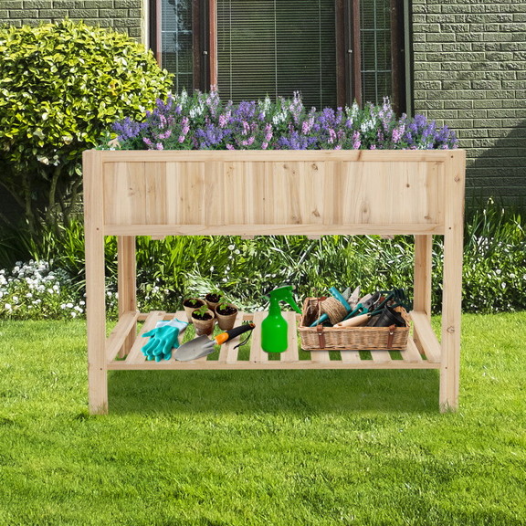 Costway 17634285 47 Inch Wooden Raised Garden Bed ...