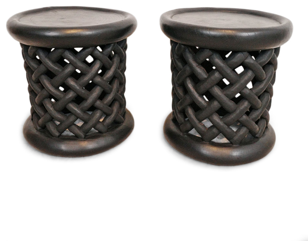 Consigned Basket Weave Bamileke Stool   Transitional   Accent And Garden Stools   by Design Mix Furniture  Houzz