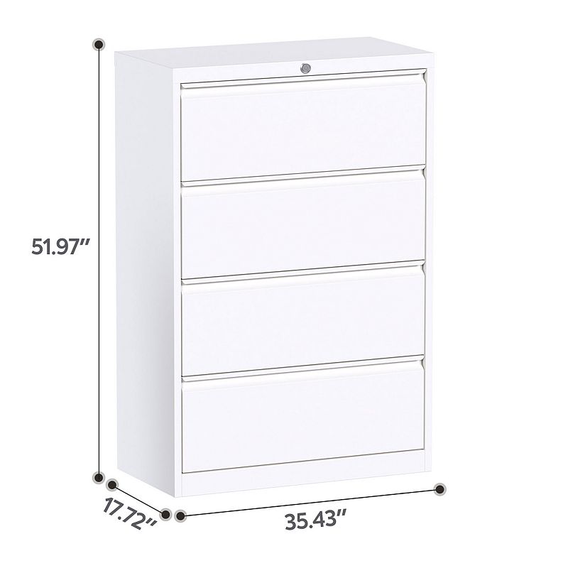 AOBABO 4 Drawer Lateral File Cabinet w/ Lock for Letter/Legal Size Paper