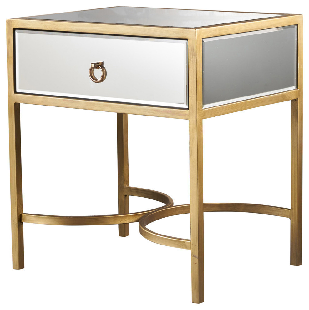 GDF Studio Siryen Modern Mirror Finished Side Table With Gold Iron Accents   Contemporary   Side Tables And End Tables   by GDFStudio  Houzz