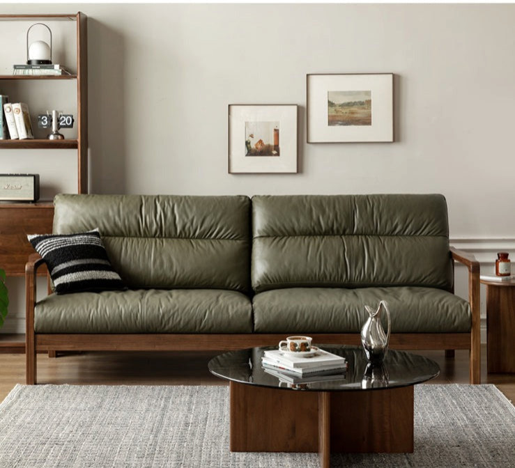 North American Black Walnut Solid Wood Light Luxury Leather Sofa   Transitional   Sofas   by GVAwood  Houzz