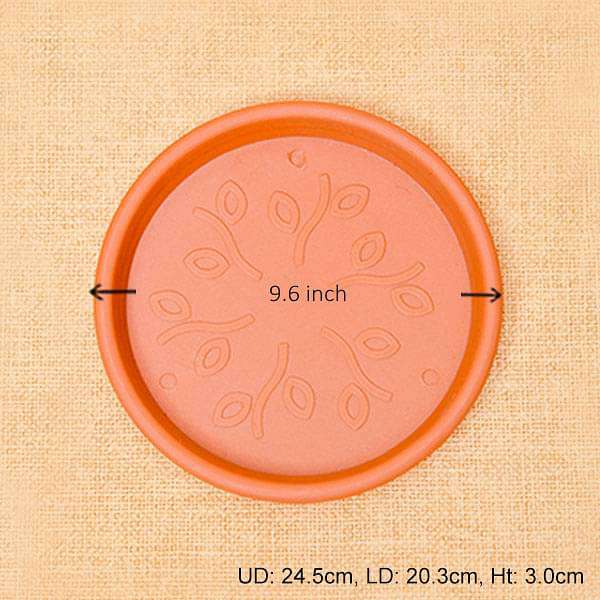 9.6 inch (24 cm) Round Plastic Plate for 9 inch (23 cm) , 10 inch (25 cm) Grower Pots (Terracotta Color) (set of 6)