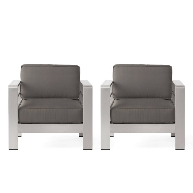 Cape Coral 2pk Aluminum Patio Club Chair Gray Christopher Knight Home