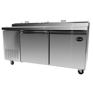 SABA 67.25 in. W 16 cu. ft. Commercial Pizza Prep Table Refrigerator Cooler in Stainless Steel SPP-67-9