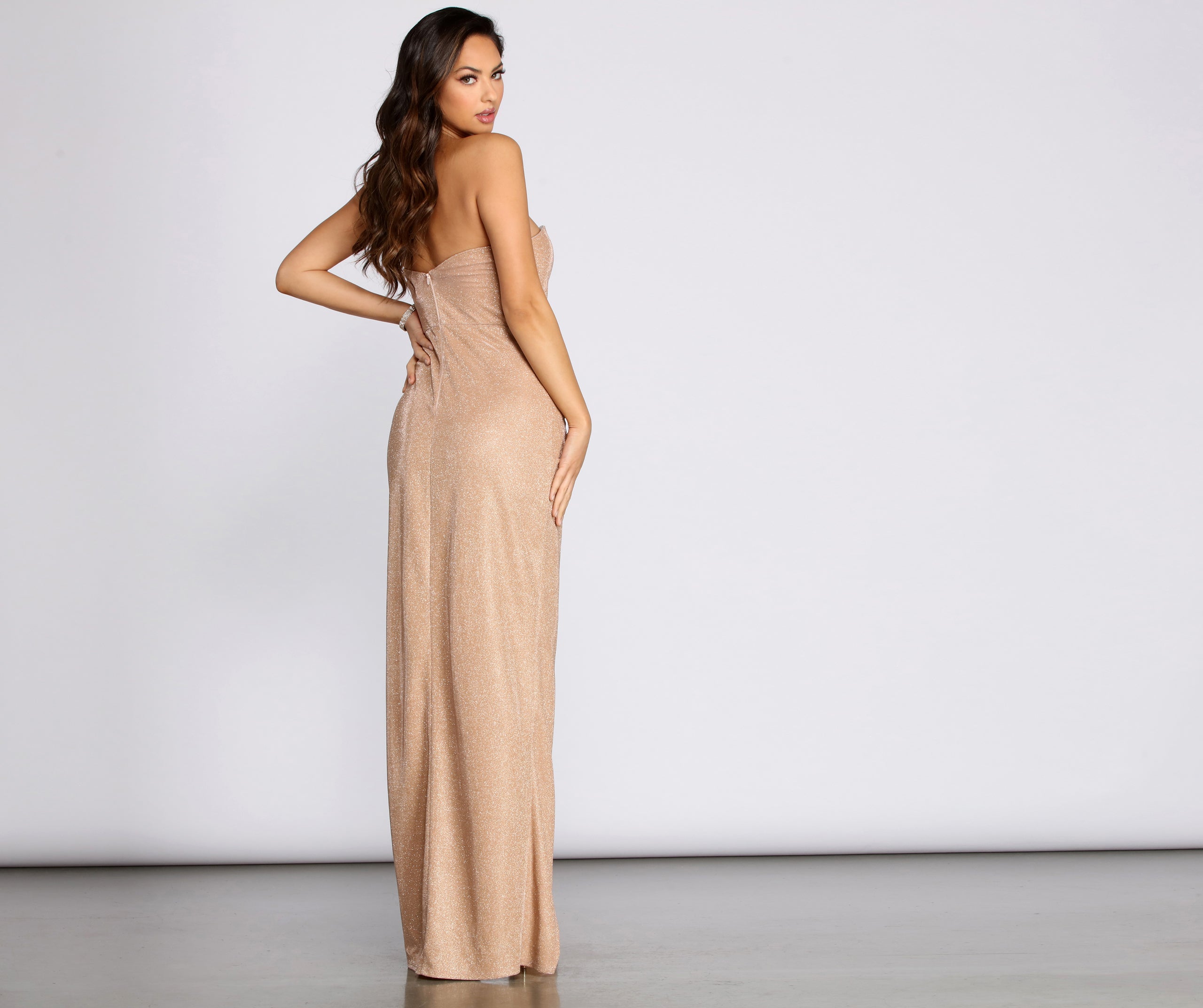 Skylar Glitter Shine Ruched Dress