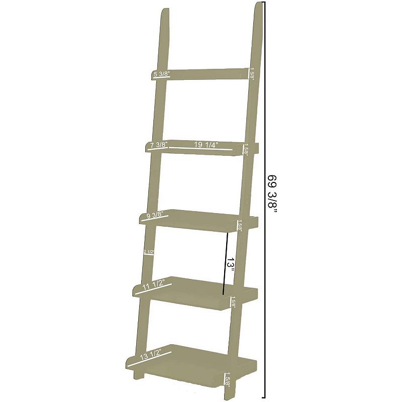 eHemco 5 Tier Leaning Ladder Wall Book Shelf