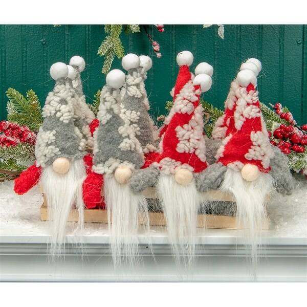 AandB Home Gnomes with Snowflake Patterned Hat in Wooden Crate