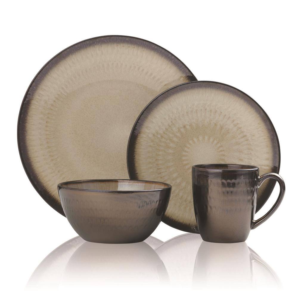 Gourmet Basics by Mikasa Anastasia 16-Piece Modern Cream Stoneware Dinnerware Set (Set for 4) 5239014