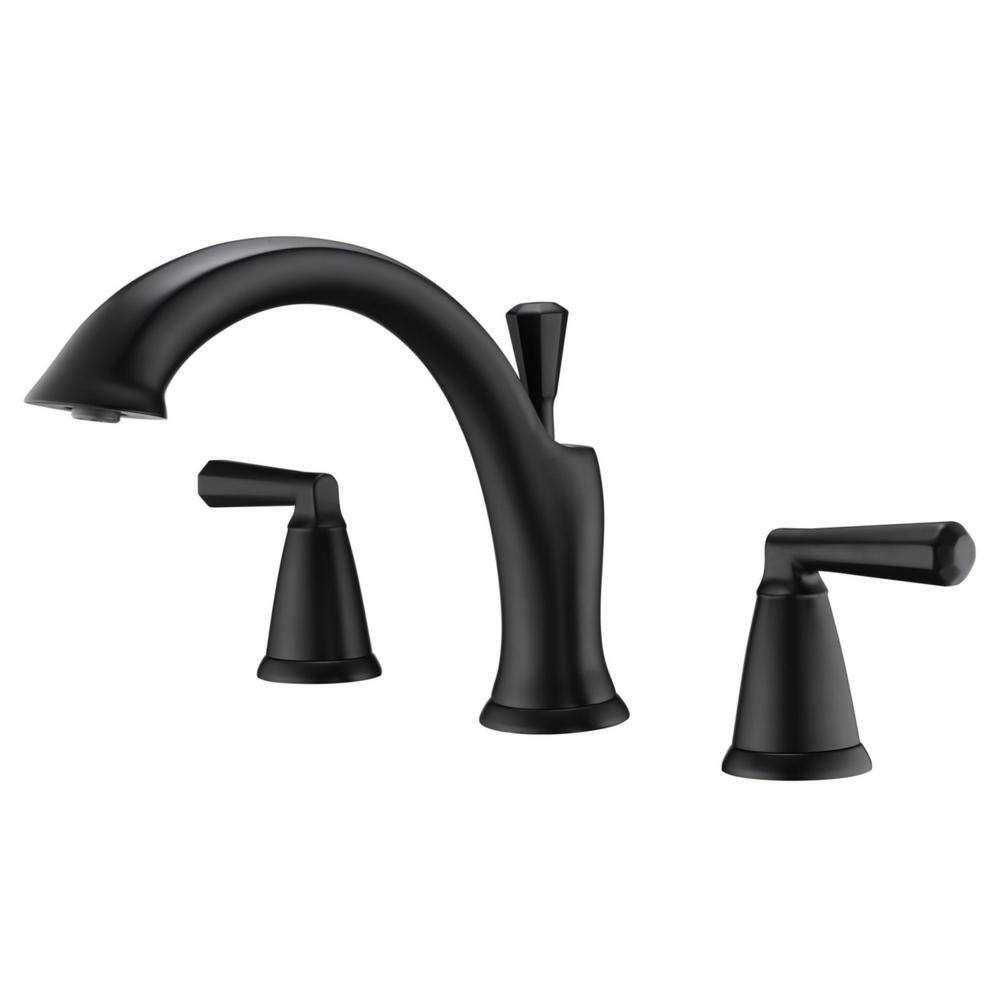 Ultra Faucets Z 2-Handle Deck-Mount Roman Tub Faucet in Matte Black UF65407