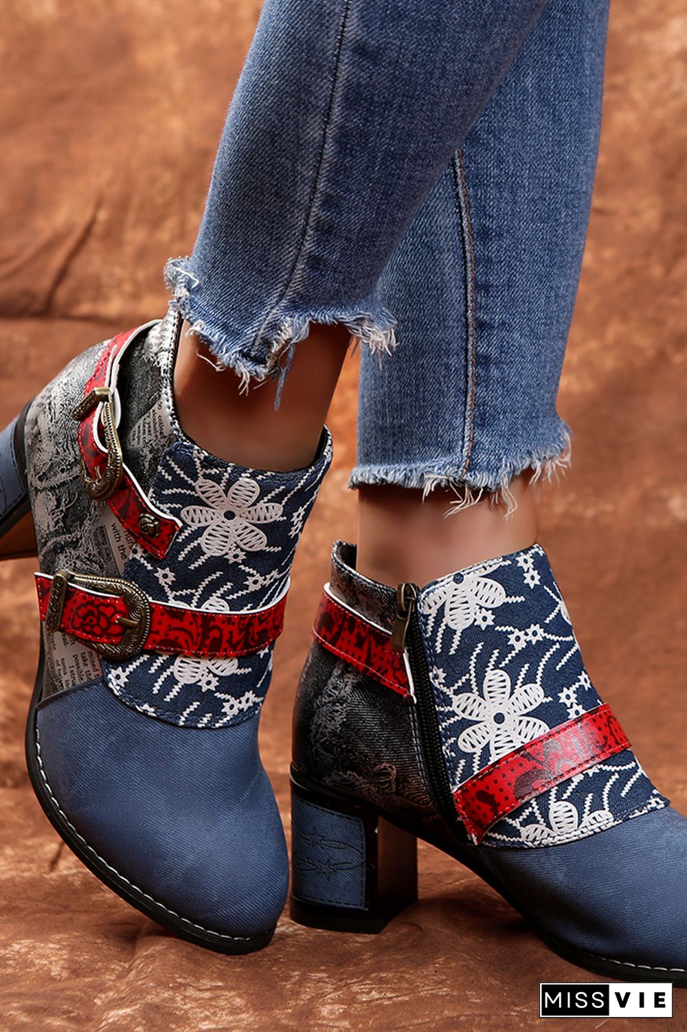 Thick-heeled Retro Ethnic Short boots Women Wholesale