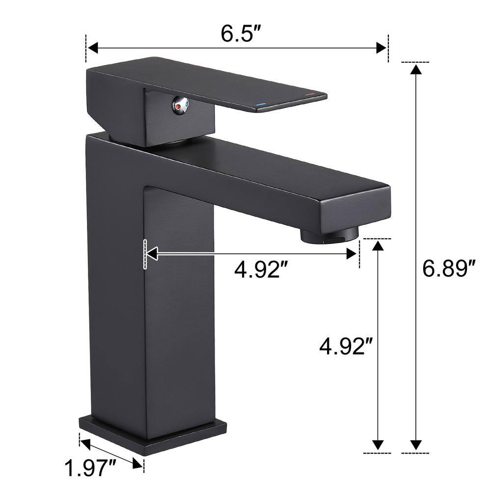 Heemli Square Single Handle Single Hole Bathroom Faucet in Matte Black KBL0203B