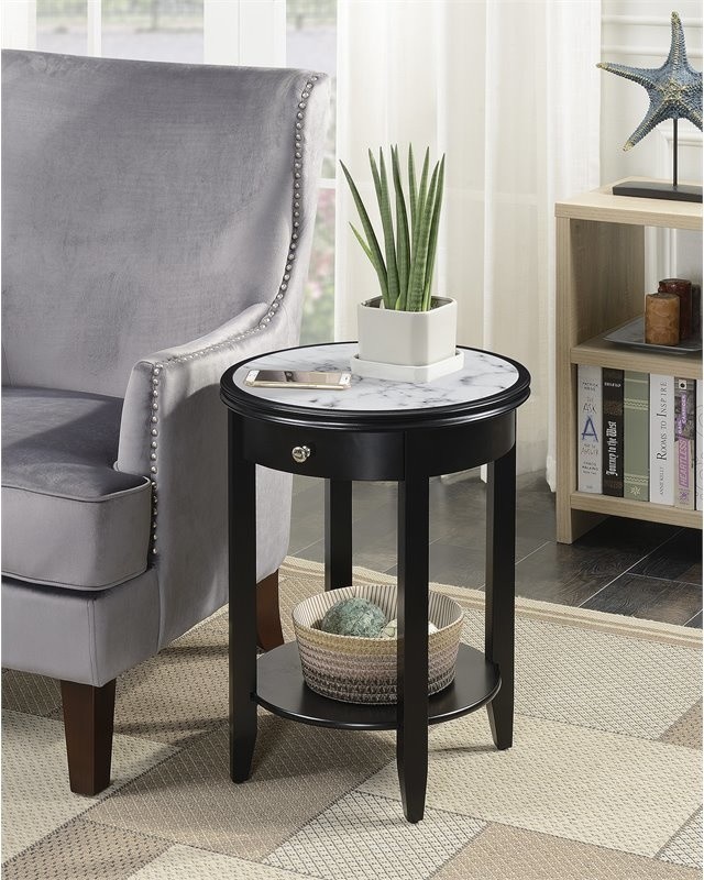 Convenience Concepts American Heritage Baldwin End Table in Black Wood Finish   Transitional   Side Tables And End Tables   by Convenience Concepts  Houzz