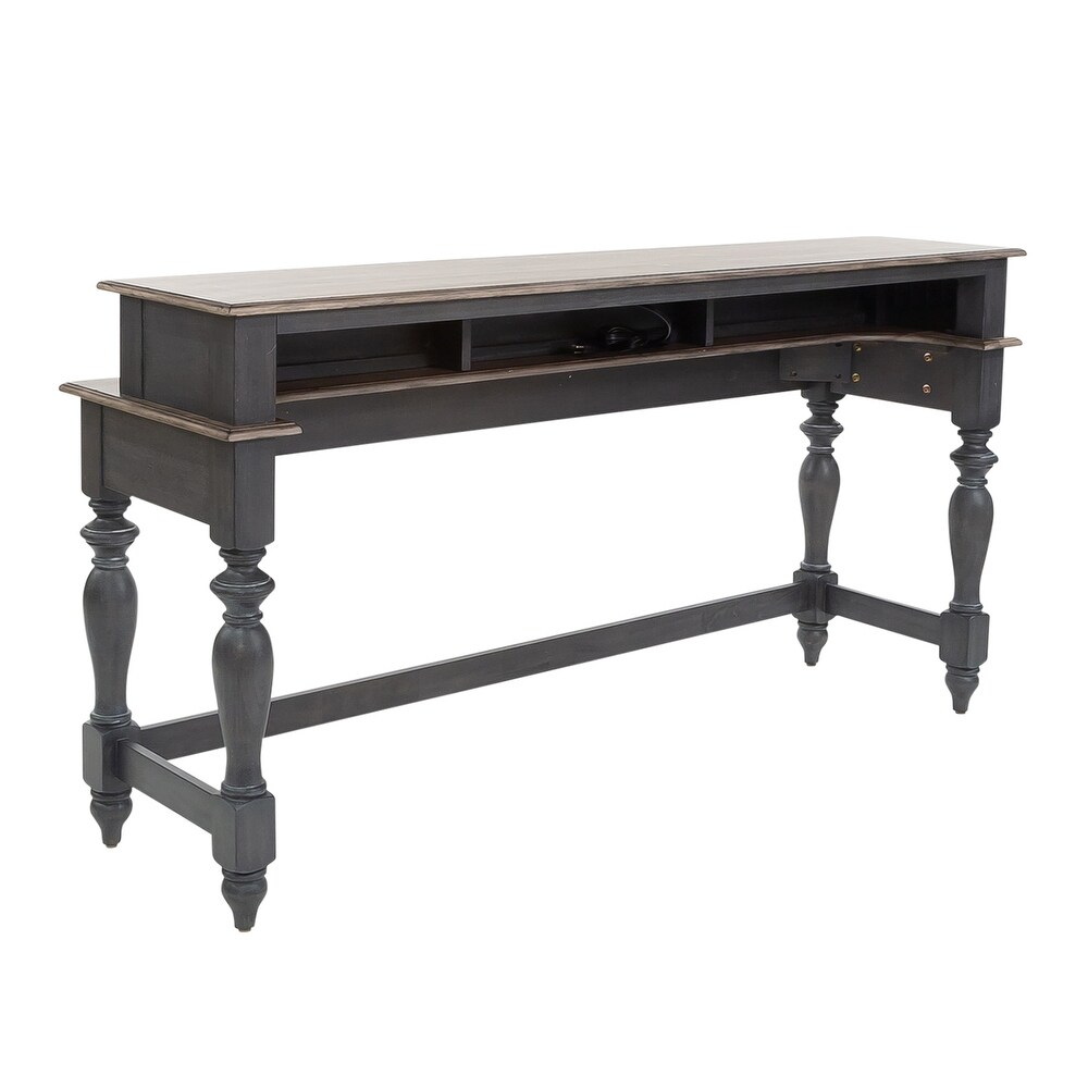 Ocean Isle Slate and Weathered Pine 4 Piece Console Table Set