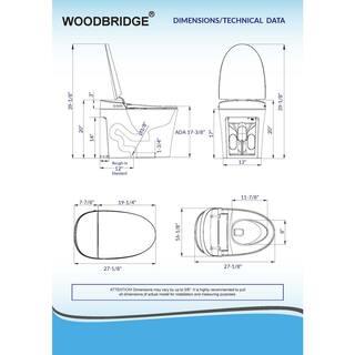 WOODBRIDGE Victoria Intelligent Chair Height 1.0 GPF 1.6 GPF Elongated Toilet in White with Auto Flush and Foot Sensor Operation HB0970S