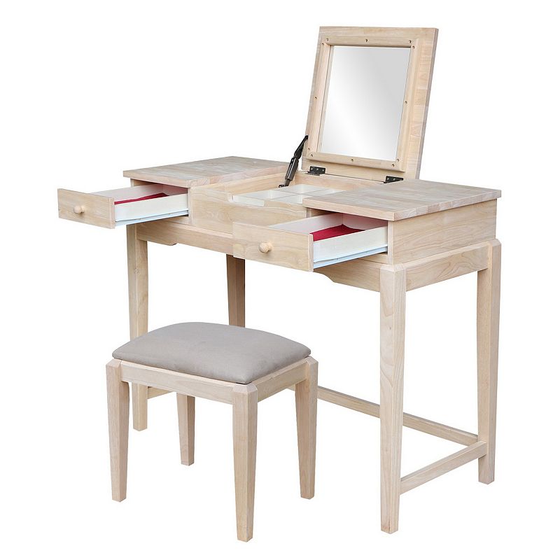 International Concepts 2-piece Vanity Table and Bench Set