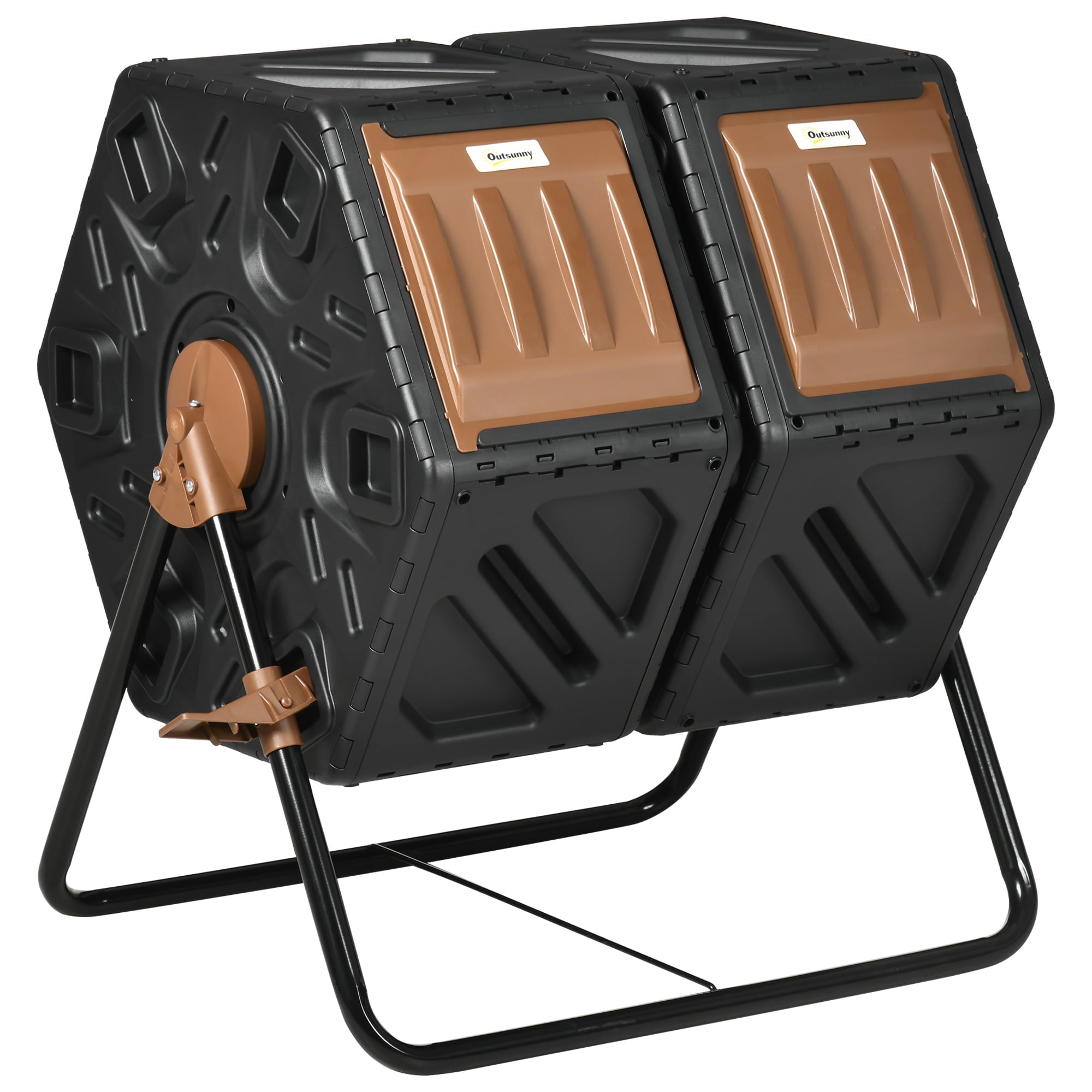 Outsunny 34.5 Gallon Composter Dual Chamber Compost Bin with Steel Legs