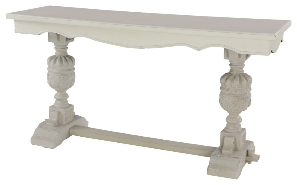 Traditional Console Table  Unique Columns Support  ampLarge Top With Curvy Front   French Country   Console Tables   by Decor Love  Houzz