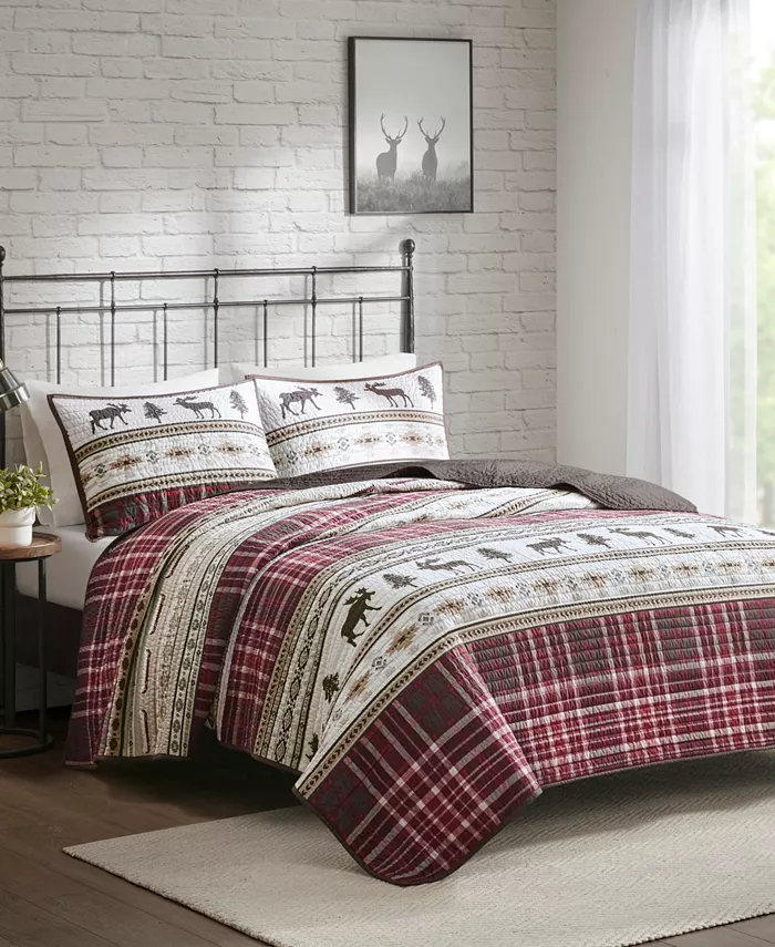 Woolrich Winter Valley Oversized Microfiber 3 Piece Quilt Set， Full Queen