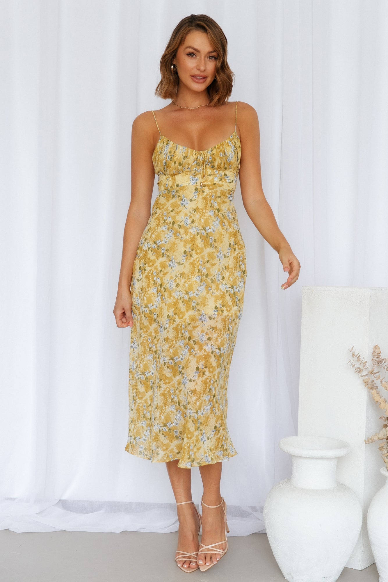 Sunrise Strolls Midi Dress Yellow