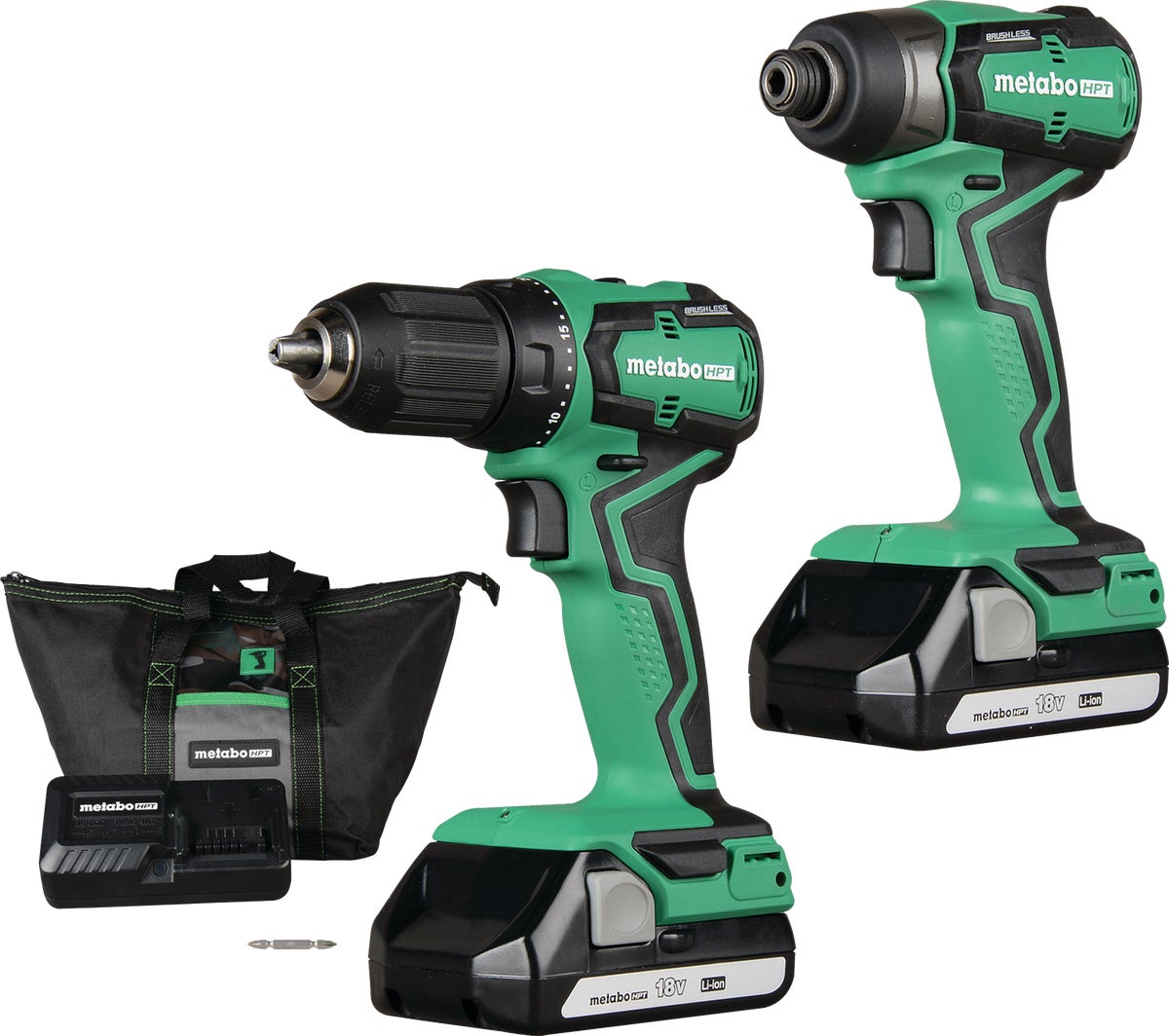 Metabo HPT 18V Lithium Ion Drill Driveramp Impact Driver Cordless Tool Combo Kit