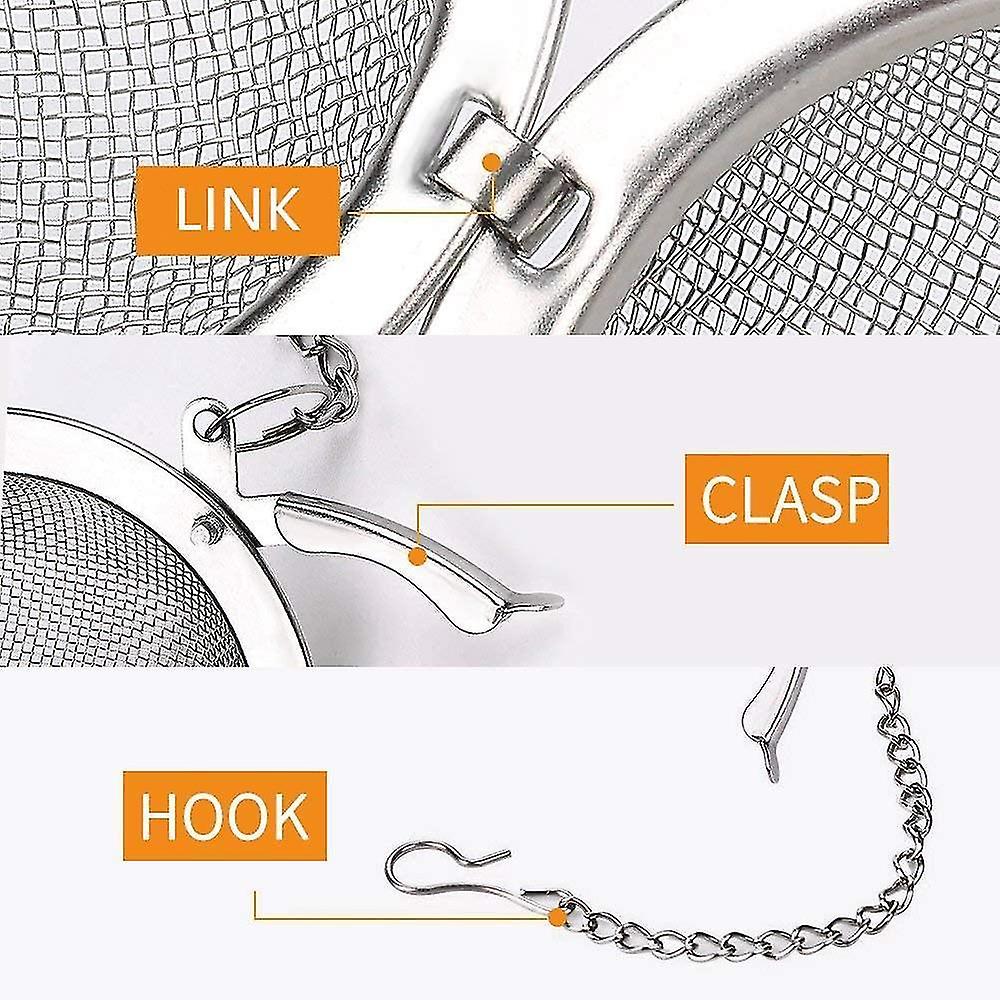 2pcs Stainless Steel Mesh Strap Chain Filter Tea Ball 5.5cm Tea Strainer