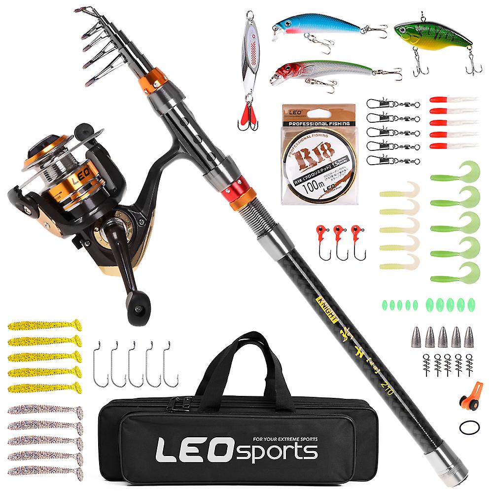 Fishing Rod And Reel Combo Carbon Fiber Telescopic Fishing Rod With Spinning Reel Combo Carrier Bag Case Saltwater Freshwater Travel Fishing Lures Jig