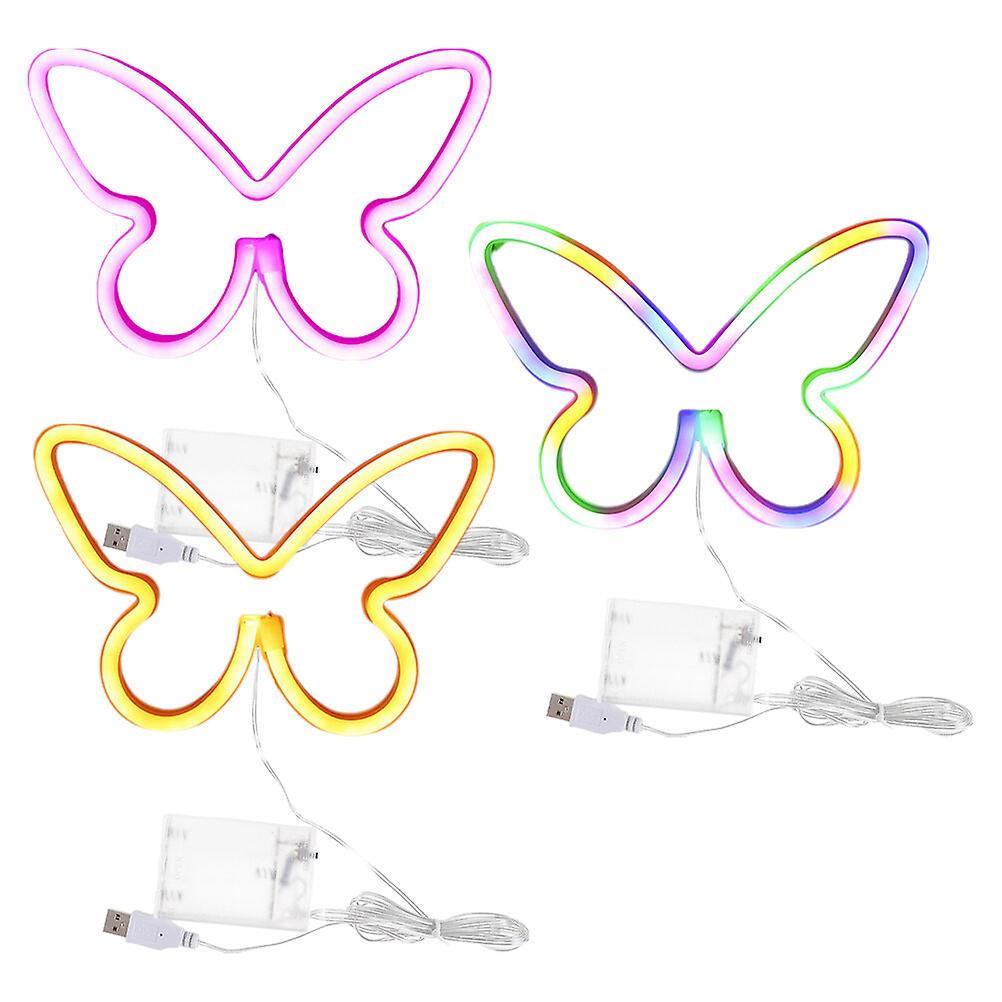 3pcs Butterfly Neon Signs Butterfly Led Light Usb Battery Powered Hanging Neon Signs