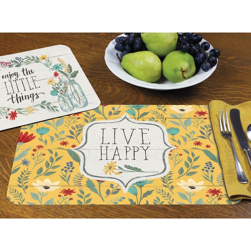 Reversible Wipe clean Counterart Placemats Set of 4   Blooming Thoughts