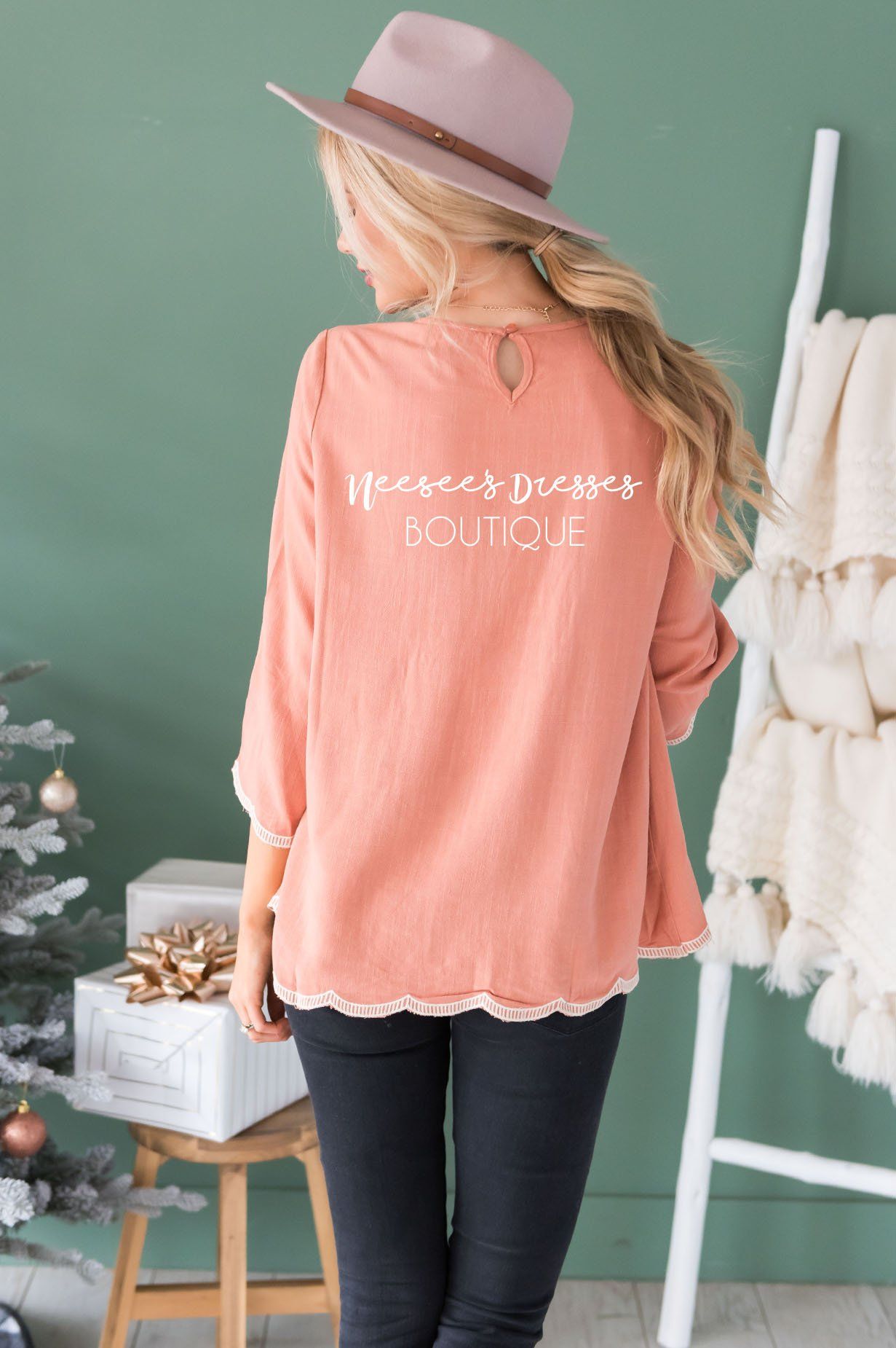 Always There Scalloped Trim Blouse