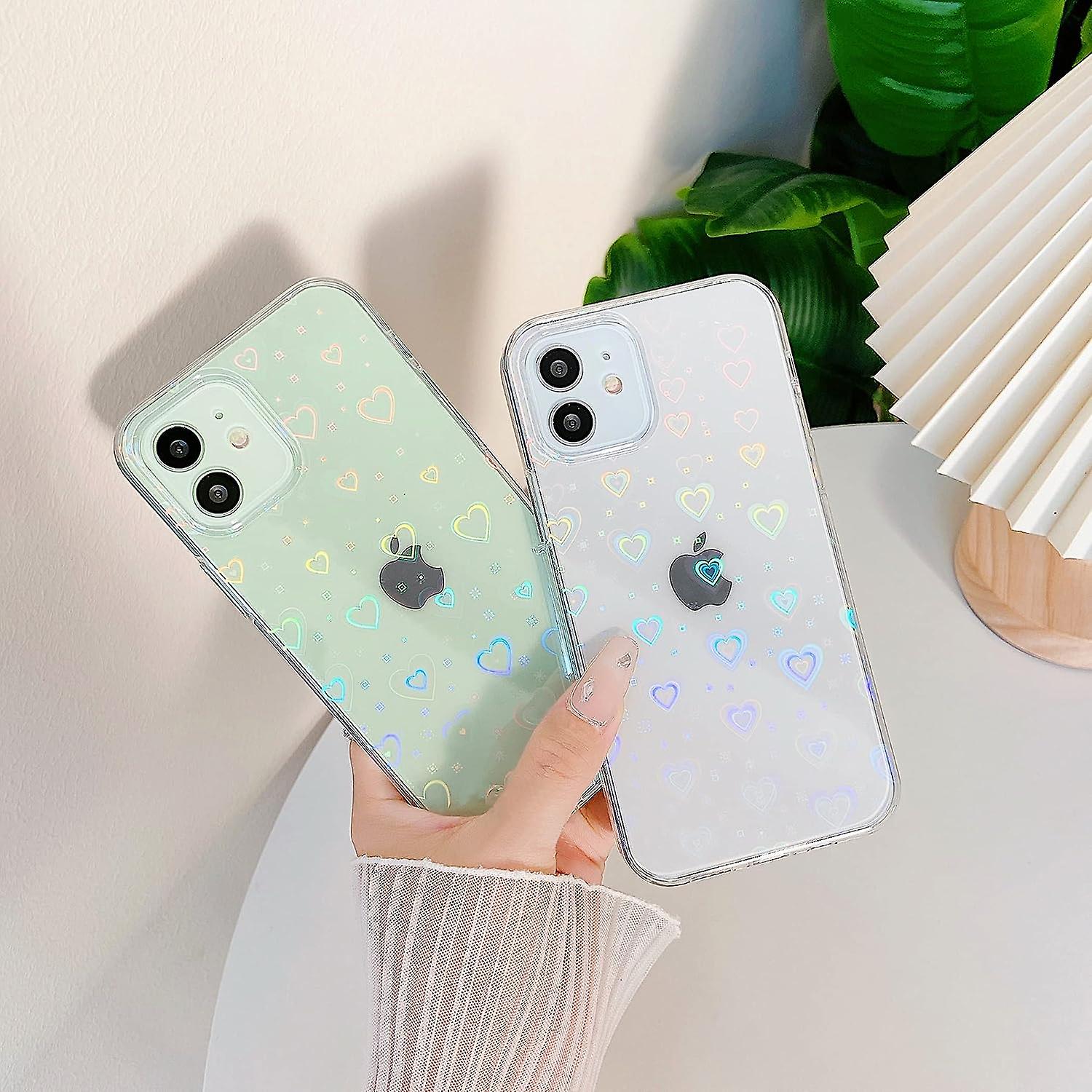 Love Heart Laser Clear Soft Compatible With Iphone Case (clear，iphone 12 Pro Max) Clear Iphone 12 Pro Max