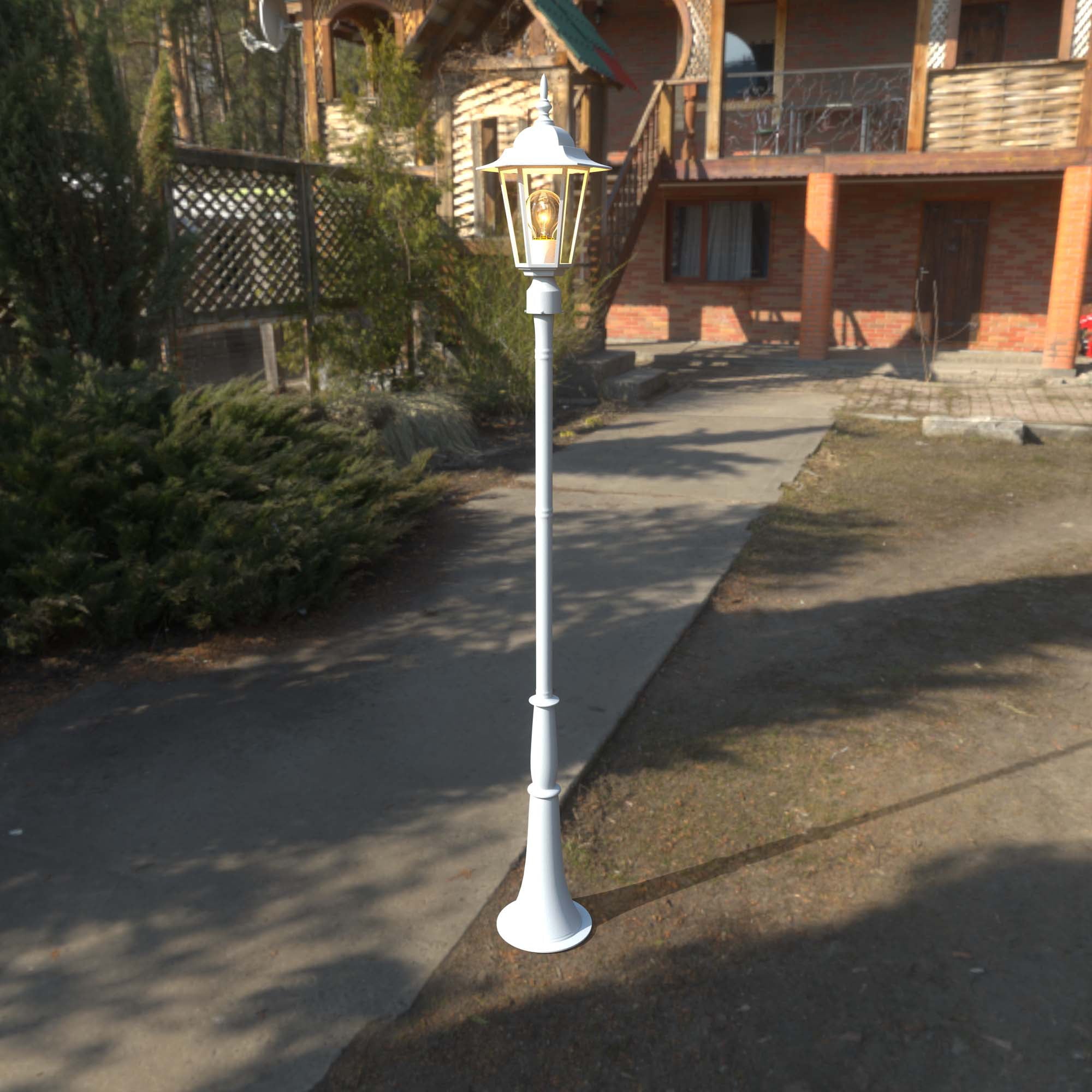 UIXE White Post Light Fixture， Exterior Aluminium Pole Lantern