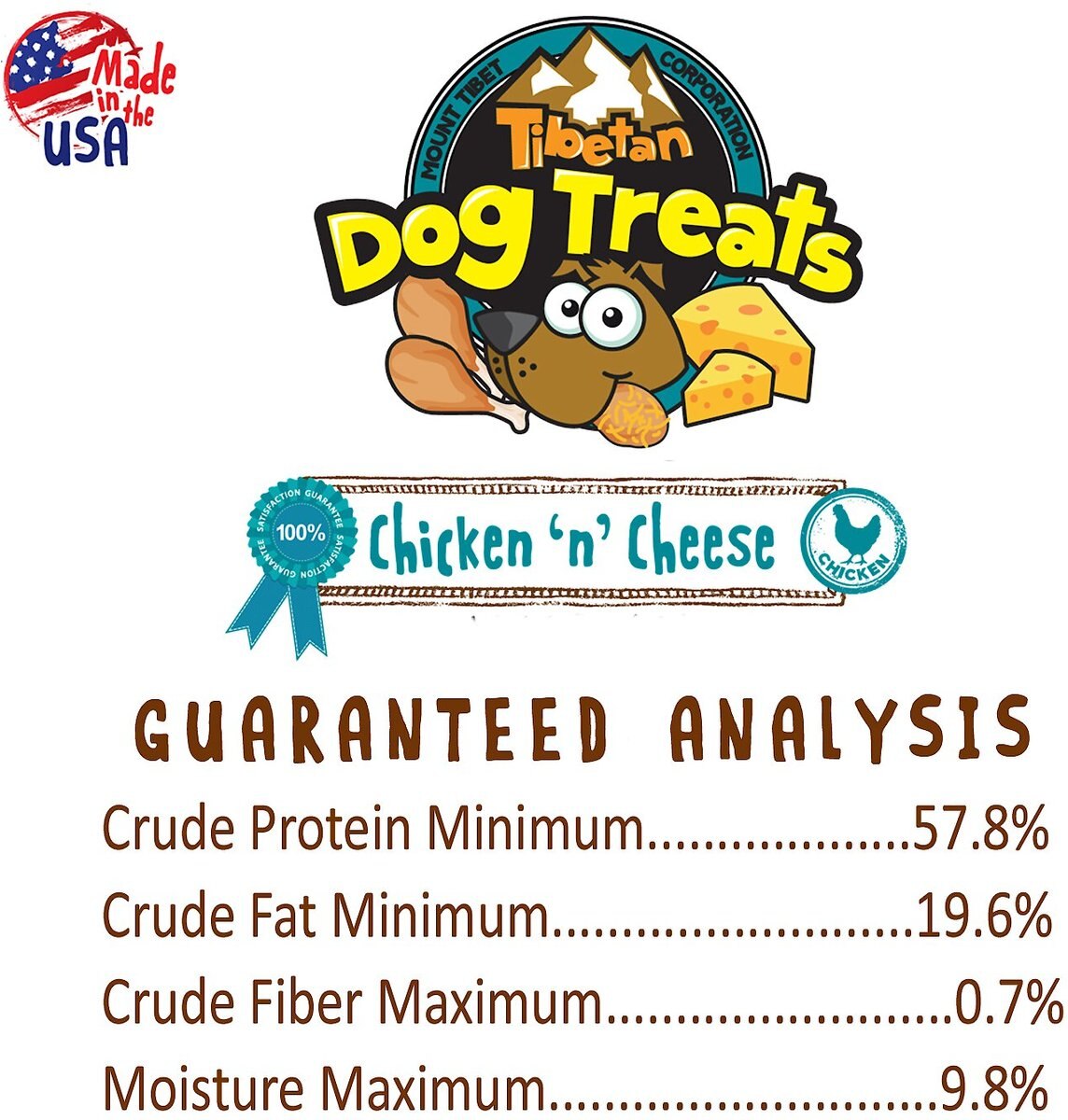 Tibetan Dog Treats Chicken 'n' Cheese Grain-Free Dehydrated Dog Treats， 3.5-oz pouch