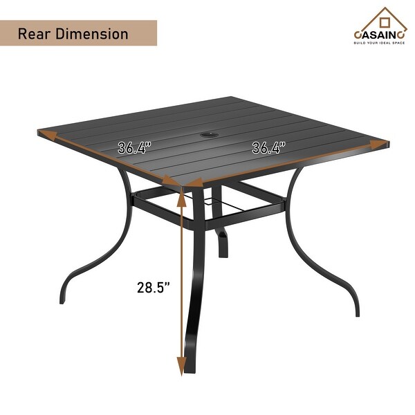 Square Outdoor Dining Table 37in W x 37in L with Umbrella Hole