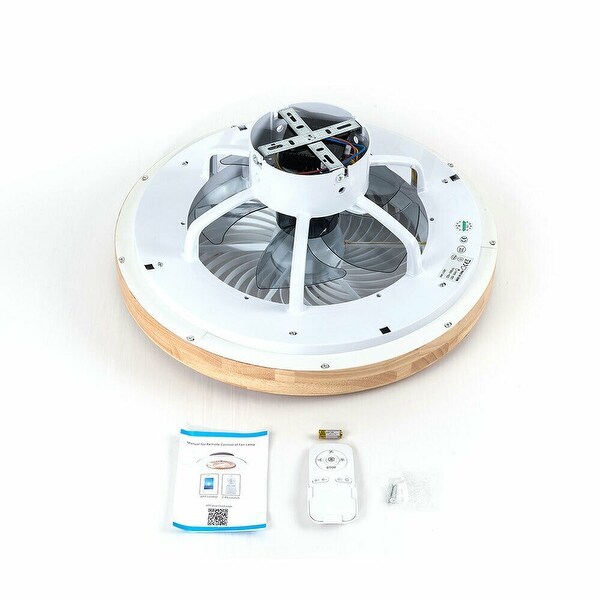 Modern Wood Enclosed LED Diammable Caged Ceiling Fan - 20in Shopping - The Best Deals on Ceiling Fans | 40106258