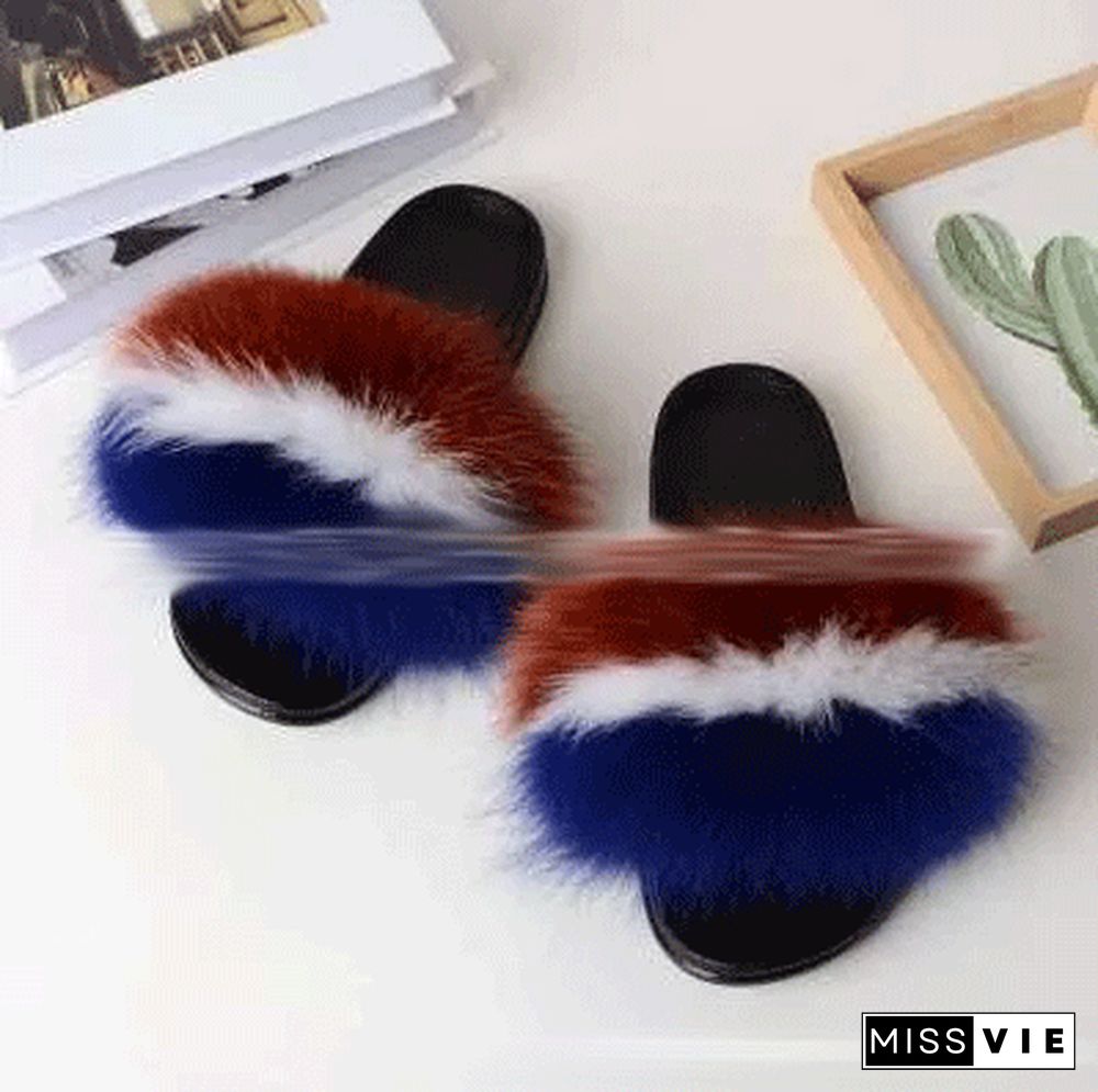 Furry Slippers Flat Half-drag Slippers