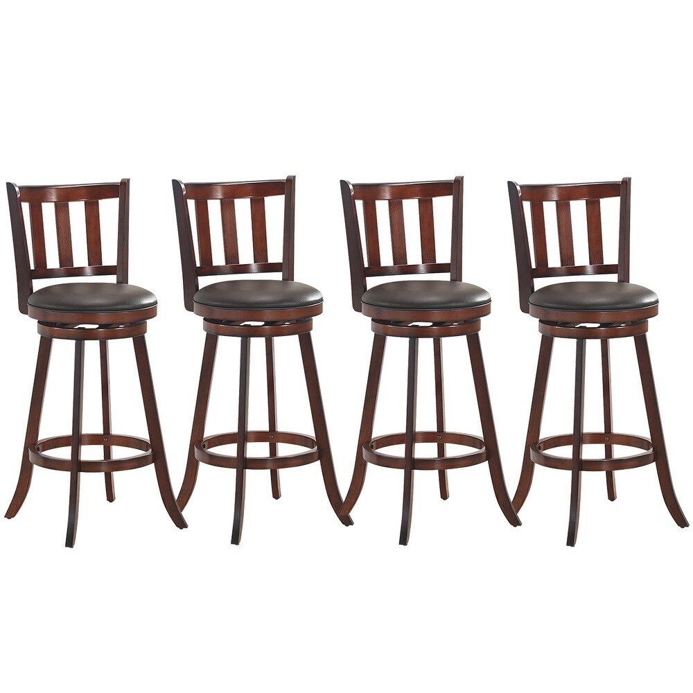 Costway Set of 4 29.5'' Swivel Bar stool Leather Padded Dining Kitchen