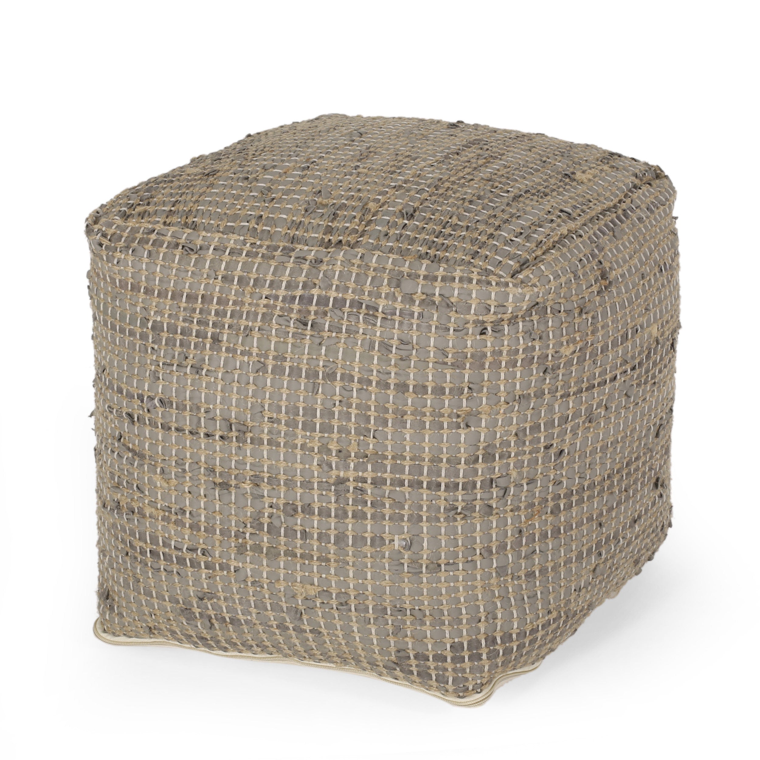 Glencoe Boho Handcrafted Fabric Cube Pouf