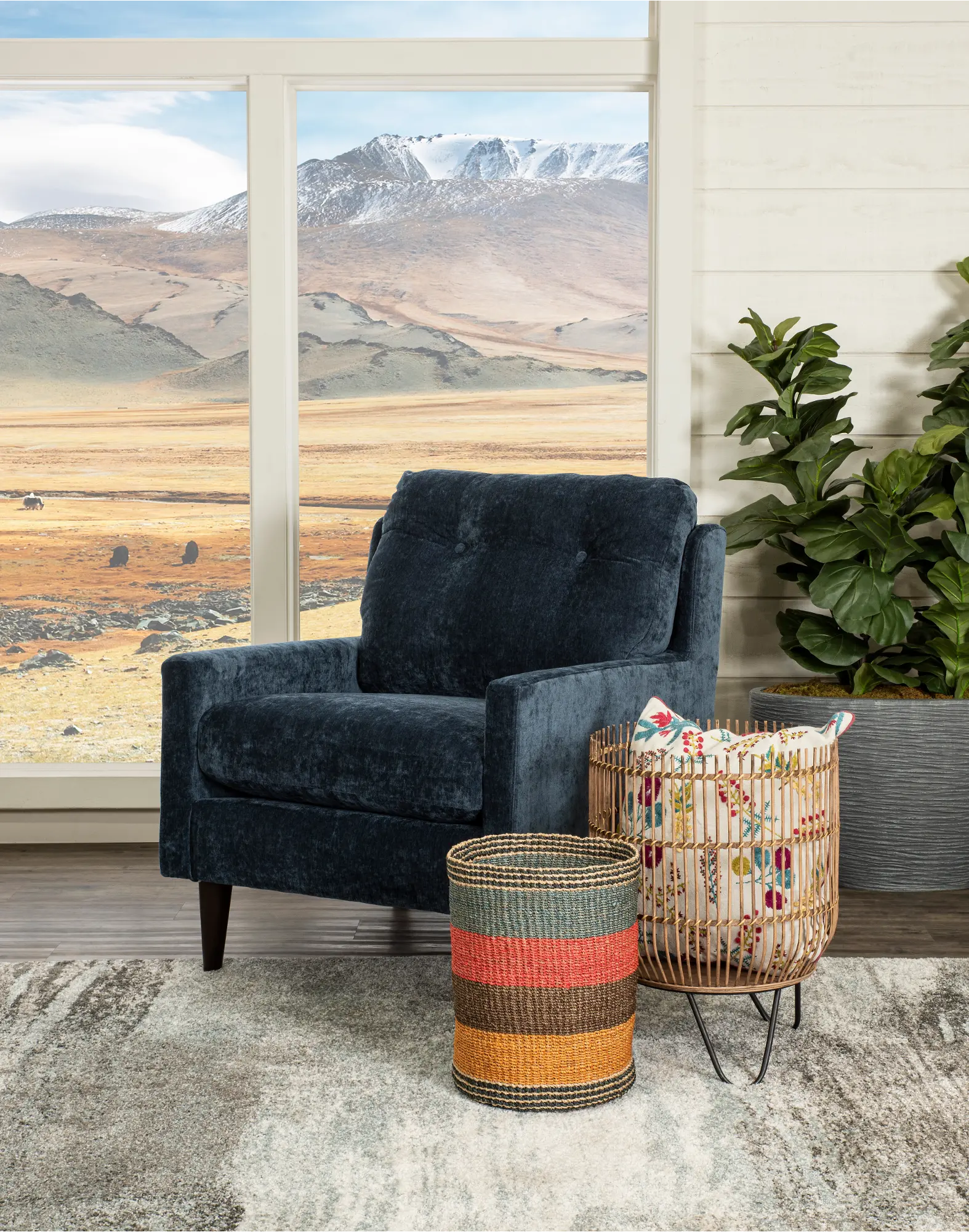 Trevin Indigo Blue Upholstered Accent Chair