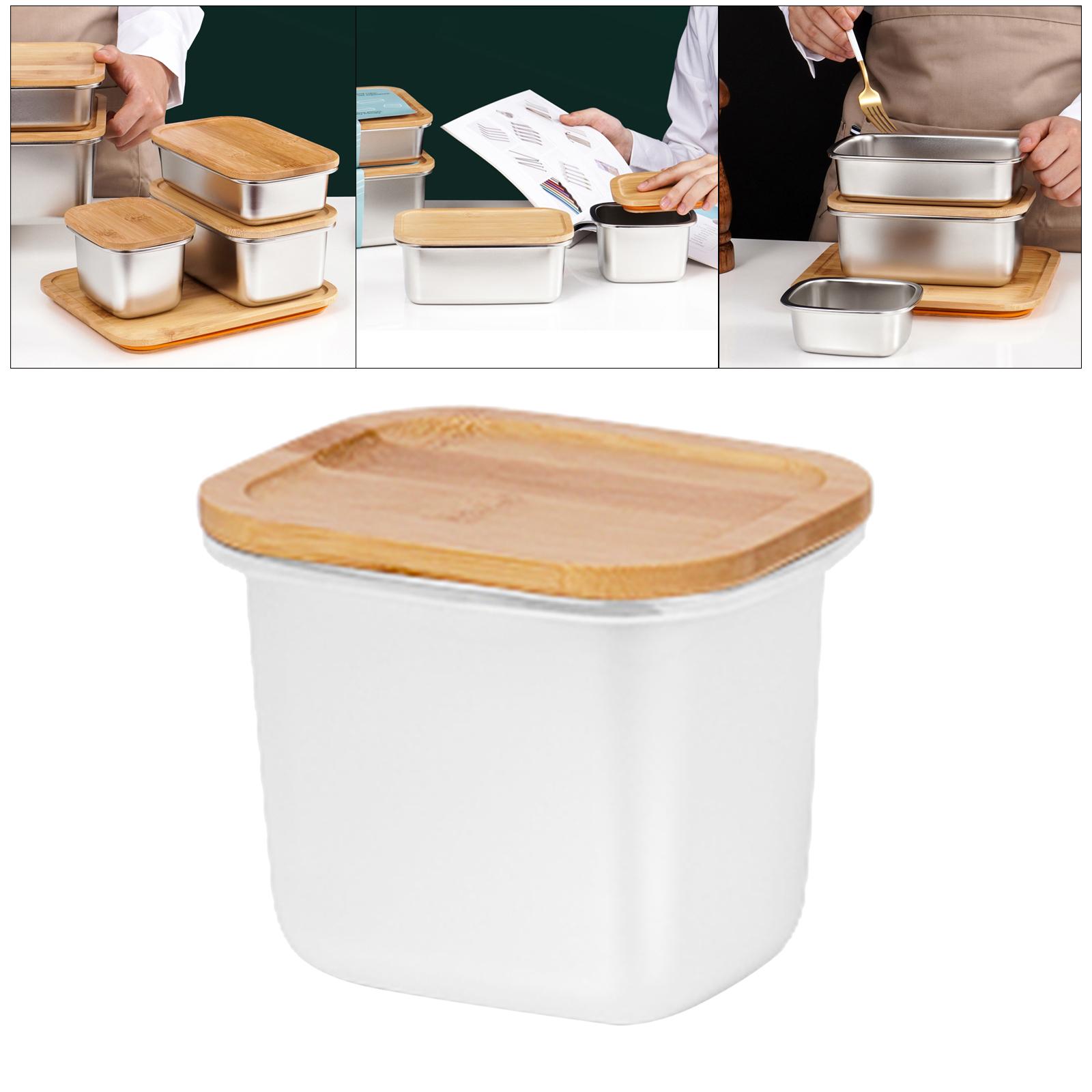 304 Stainless Box with Bamboo Lid Container Cheese Food Container 550ml