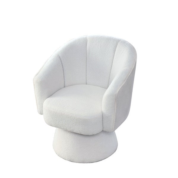 Modern Accent Swivel Chair in Teddy Fabric with Deep Channel Tufting - 29