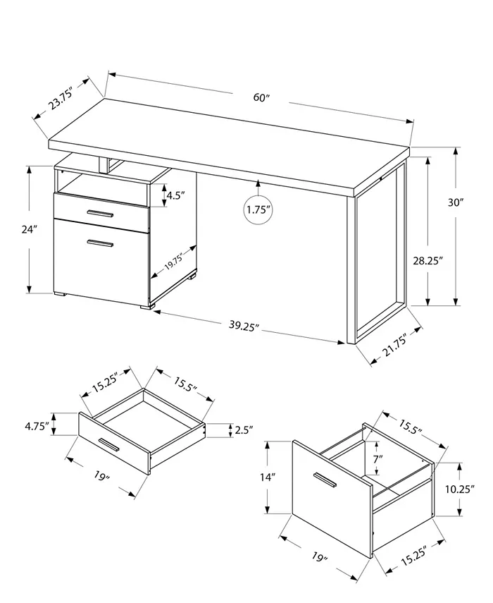 Monarch Specialties Computer Desk - 60 L Top